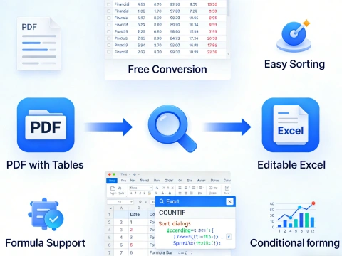 데이터 편집을 위한 무료 PDF에서 Excel 변환