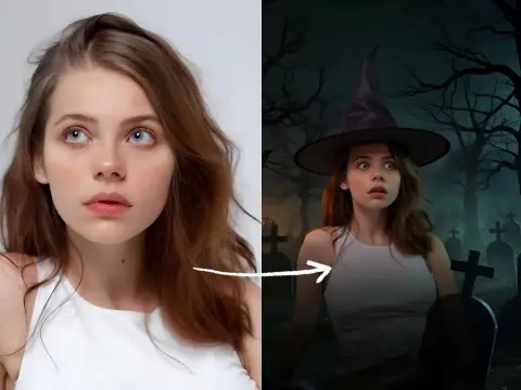 Troca de Fundo de Halloween com IA