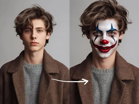 Generatore di trucco da clown horror con IA
